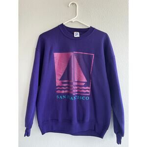 Purple cotton sweatshirt with San Francisco graphic